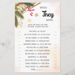 Would They Rather Christmas Shower Game Card Flyer