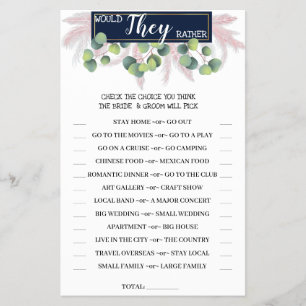 Would They Rather Pampas Grass Shower Game Card