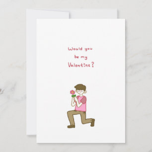 Would You Be My Valentine? A Boy With a Flower Holiday Card