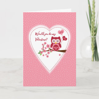 Would you be my Valentine, cute owl Valentine card