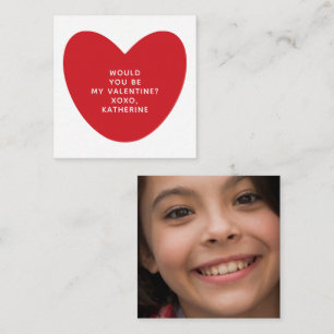 Would you be my Valentine heart photo classroom Card