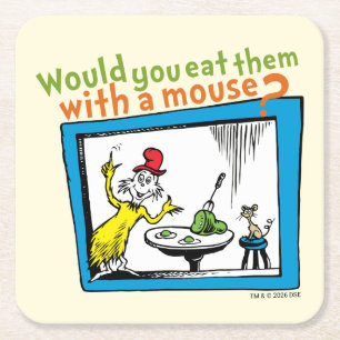 Would You Eat Them With A Mouse? Square Paper Coaster