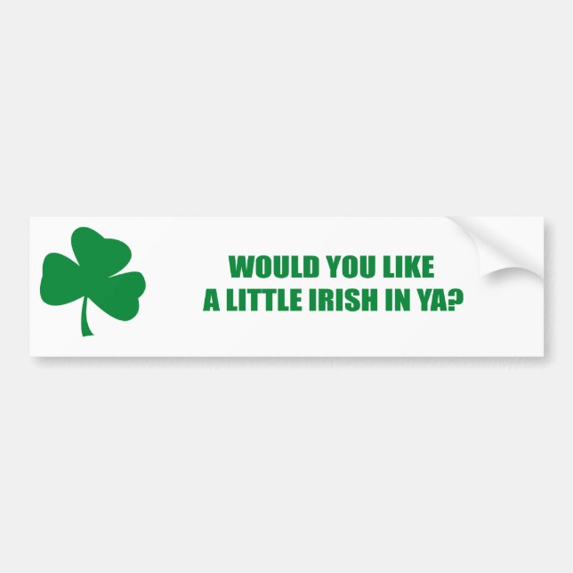 WOULD YOU LIKE A LITTLE IRISH IN YA? BUMPER STICKER (Front)