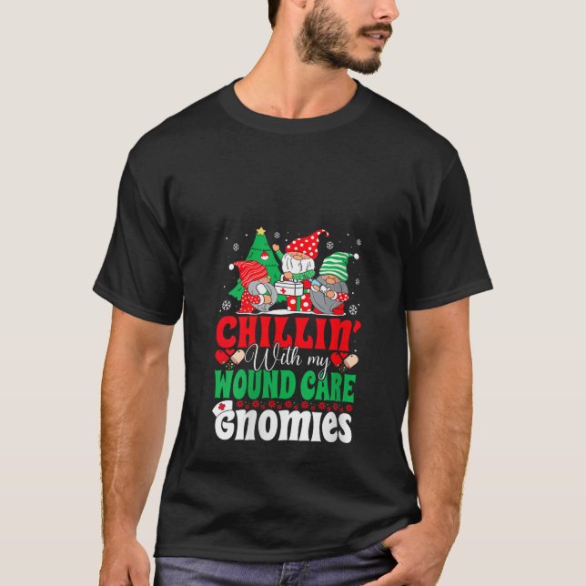Wound Care Gnomes Funny Wound Care Nurse Christmas T-Shirt (Front)