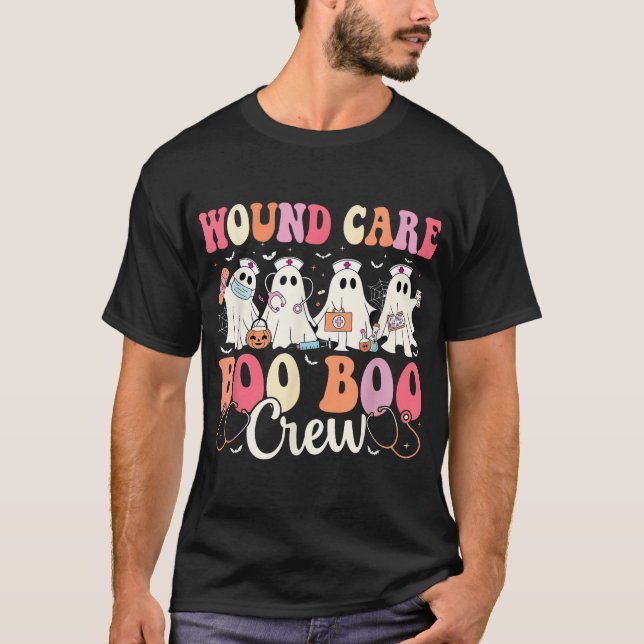 Wound Care Nurse Boo Boo Crew Ghost Halloween  T-Shirt (Front)