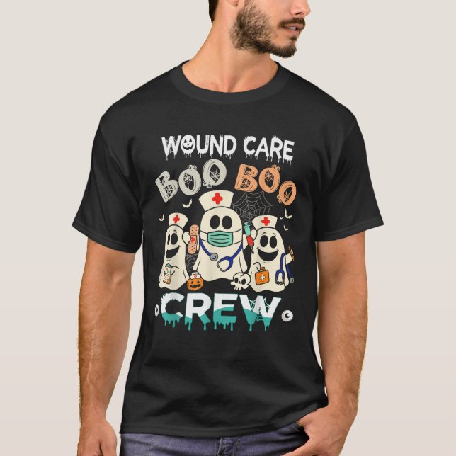 Wound Care Nurse Boo Crew Funny Ghost Women Hallow T-Shirt (Front)