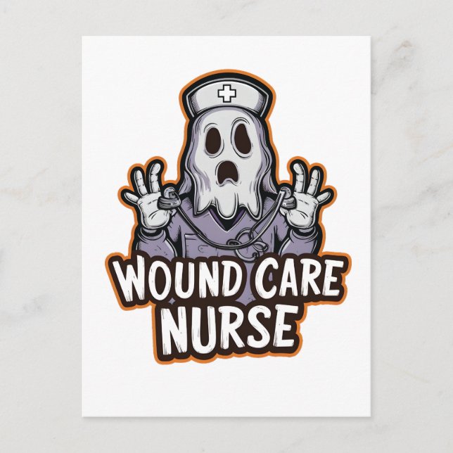 Wound Care Nurse Ghoul Ghost Nurse Halloween Gift  Announcement Postcard (Front)