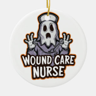 Wound Care Nurse Ghoul Ghost Nurse Halloween Gift Ceramic Tree Decoration