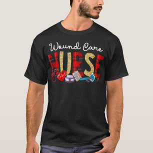 Wound Care Nurse Plaid Glitter Love Heart Stethosc T-Shirt