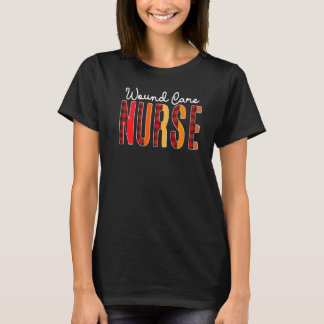 Wound Care Nurse Plaid Red Love Heart Stethoscope  T-Shirt