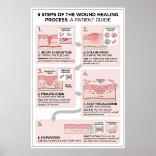 Wound Healing Process: 5 Stages of Skin Repair Poster