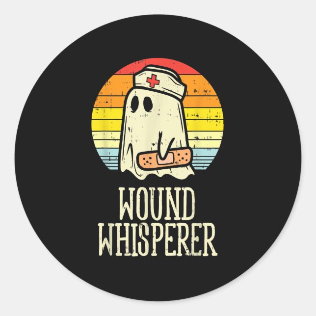 Wound Whisperer Ghost Nurse Boo Halloween Nursing  Classic Round Sticker (Front)