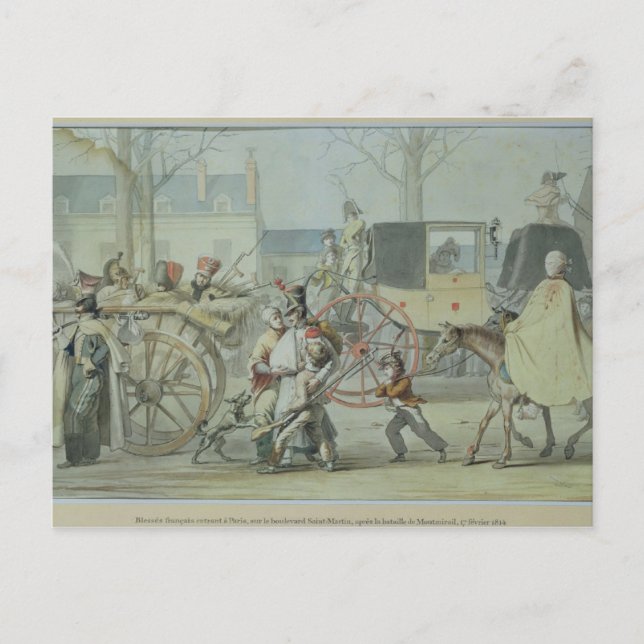 Wounded French Soldiers Entering Paris Postcard (Front)