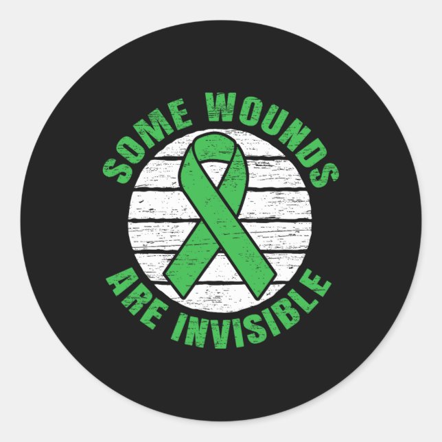 Wounds Are Invisible Mental Health Awareness Suppo Classic Round Sticker (Front)