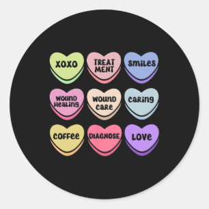 Wounds Wound Care Nurse Valentines Heart Wound Nur Classic Round Sticker