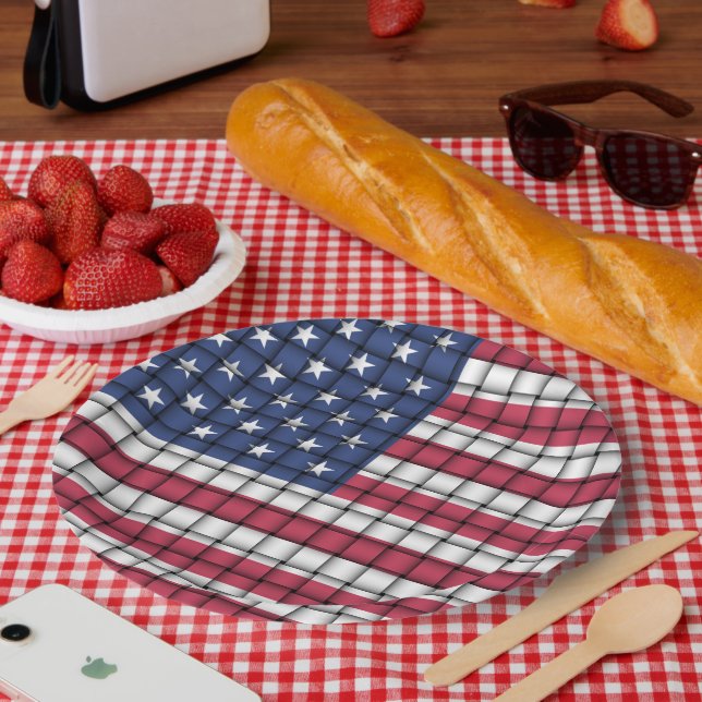 Woven American Flag Paper Plates (Picnic)