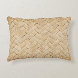 Woven Bamboo Abstract Texture Background. Decorative Cushion