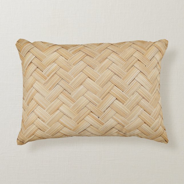 Woven Bamboo Abstract Texture Background. Decorative Cushion (Front)