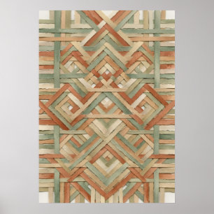 Woven Basket Weave Geometric Pattern Art Poster