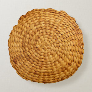 woven bast background texture brown round cushion