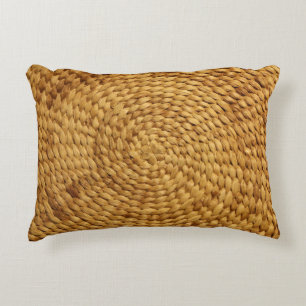 Woven Bast: Textured Brown Authenticity Decorative Cushion