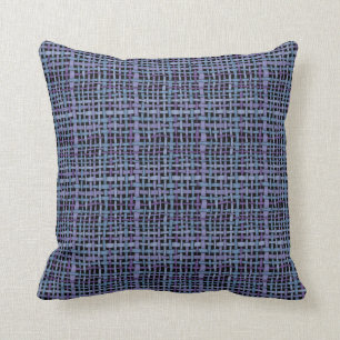 Woven Blue Purple Graphical Burlap Cushion