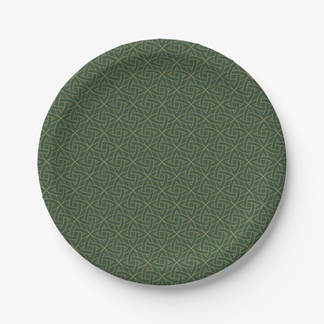 Woven Celtic Knot Pattern Paper Plate (Front)