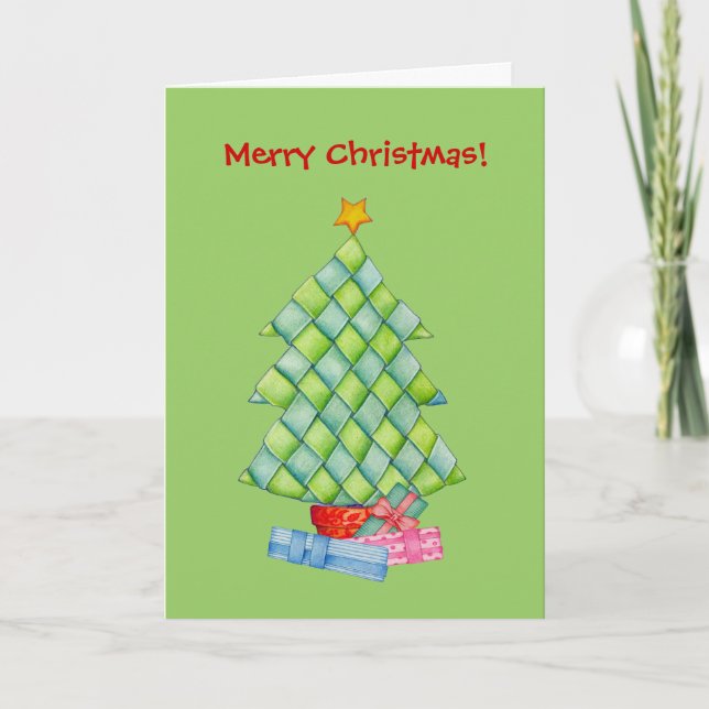 Woven Christmas Tree Holiday Card (Front)