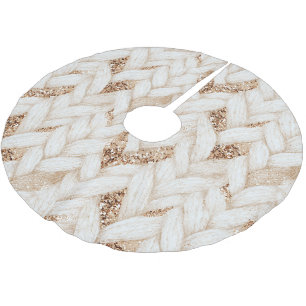 Woven Cream Faux Fabric Gold Glitter Brushed Polyester Tree Skirt
