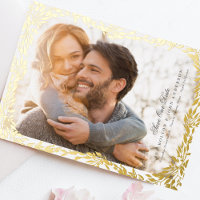 Woven Gold Leaf Frame Photo Wedding Save The Date