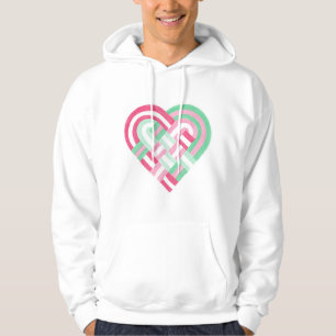 Woven Heart Abrosexual Pride Flag Pink Green Hoodie