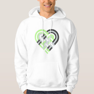 Woven Heart Agender Pride Flag Green Grey Black Hoodie