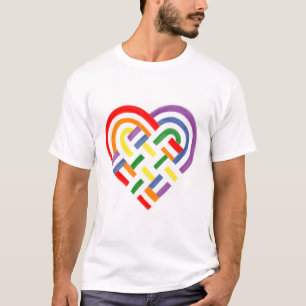 Woven Heart LGBTQ+ Rainbow Pride Flag T-Shirt