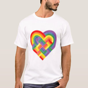 Woven Heart LGBTQ+ Rainbow Pride Flag T-Shirt