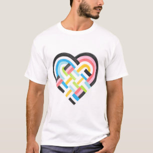 Woven Heart Queer Pride Flag Bright Tropical T-Shirt