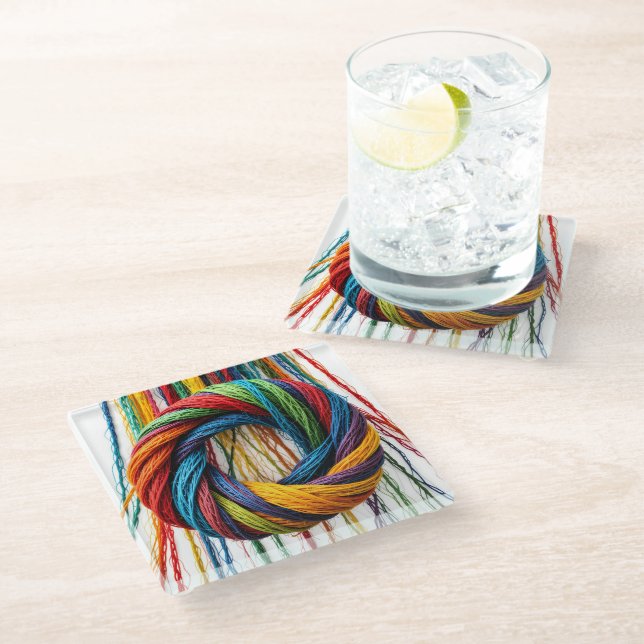 Woven in Unity Glass Coaster (Angled)