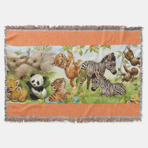 Woven Jungle Baby Custom Throw Blanket