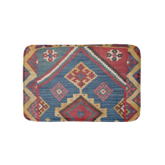 Woven Kilim Royal Blue Yellow Classic Bath Mat