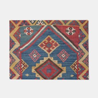 Woven Kilim Royal Blue Yellow Classic Doormat