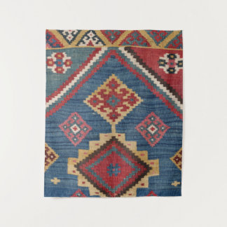 Woven Kilim Royal Blue Yellow Classic Tapestry