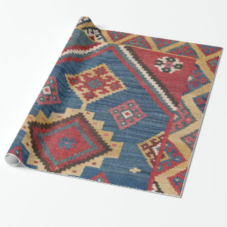 Woven Kilim Royal Blue Yellow Classic Wrapping Paper