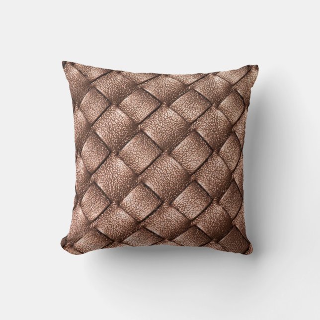 Woven leather, bronze colour background. cushion (Front)