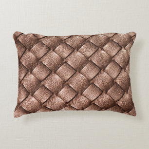 Woven leather, bronze colour background. decorative cushion