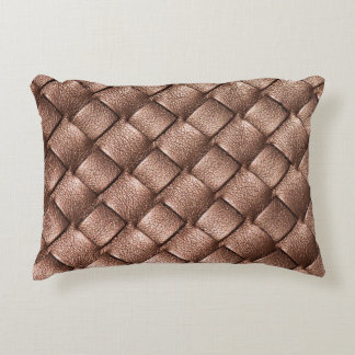 Woven leather, bronze colour background. decorative cushion