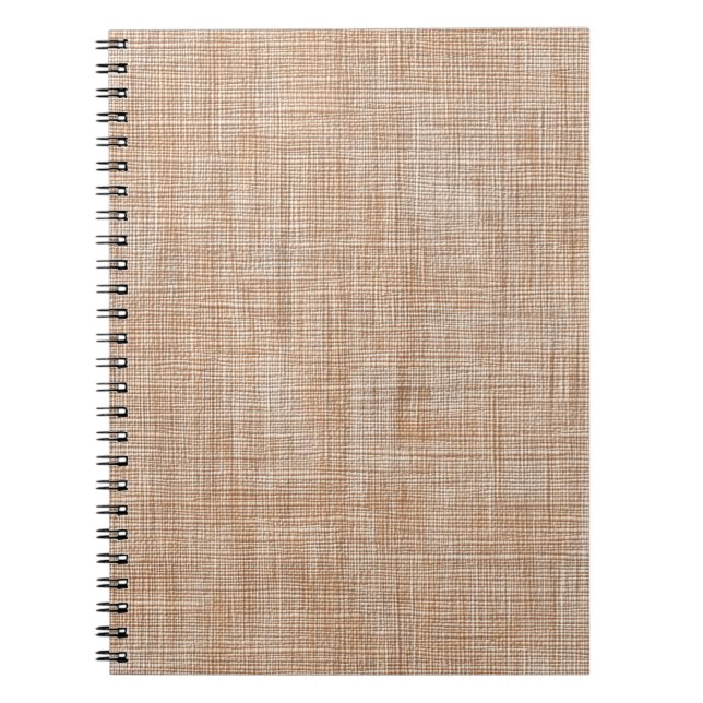 Woven Linen Fabric Texture in Warm Natural Beige Notebook (Front)