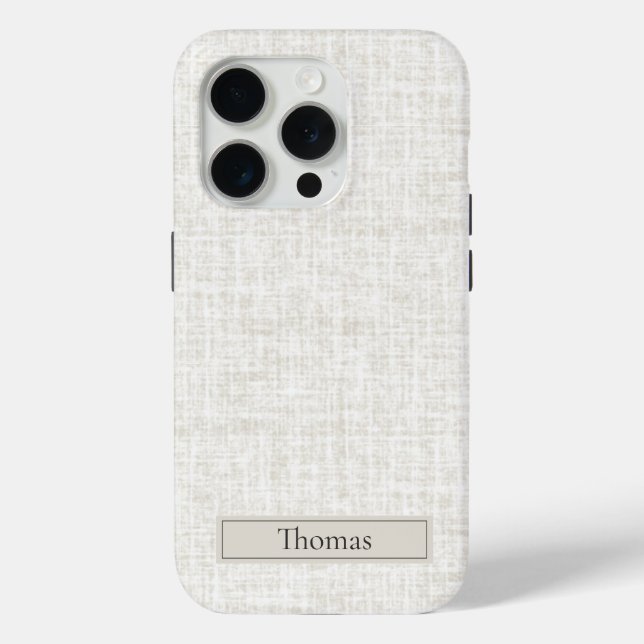 Woven Linen in Natural Brown with Name Case-Mate iPhone Case (Back)