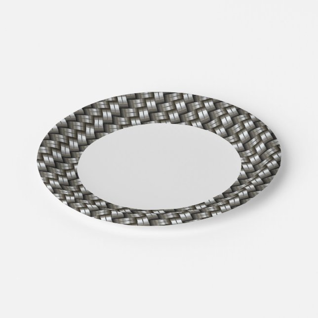 Woven metal pattern paper plate (Angled)
