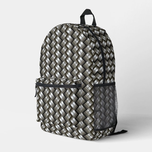 Woven metal pattern printed backpack (Back Corner Right)