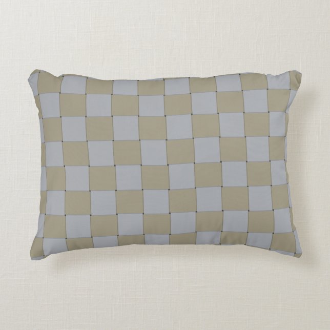 Woven Plaid Lowkey Gold and Silver Graphic Pattern Decorative Cushion (Front)