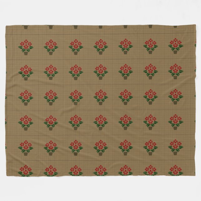 Woven Poinsetta Fleece Blanket (Front (Horizontal))